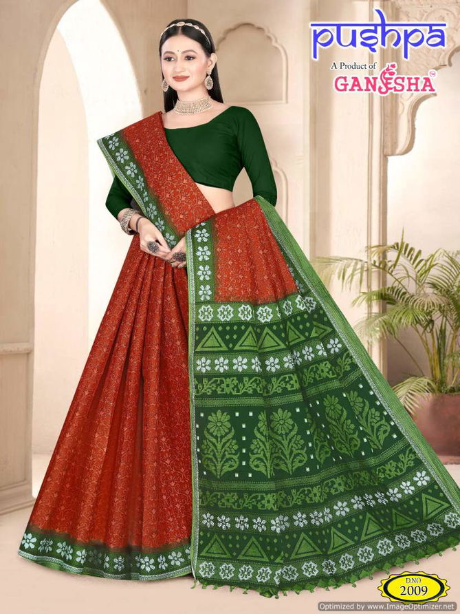 Pushpa Vol 2 By Ganesha Heavy Cotton Printed Daily Wear Sarees Suppliers In India